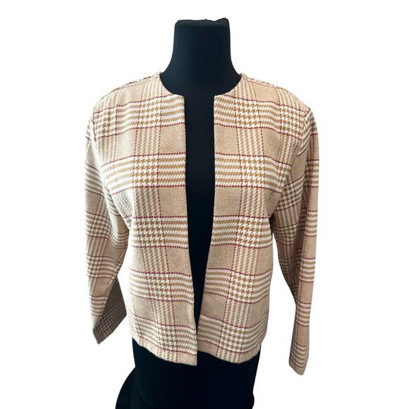 ROOLEE | Plaid Houndstooth Open Front Cropped Blazer Jacket NWT | Size Large - Picture 3 of 9